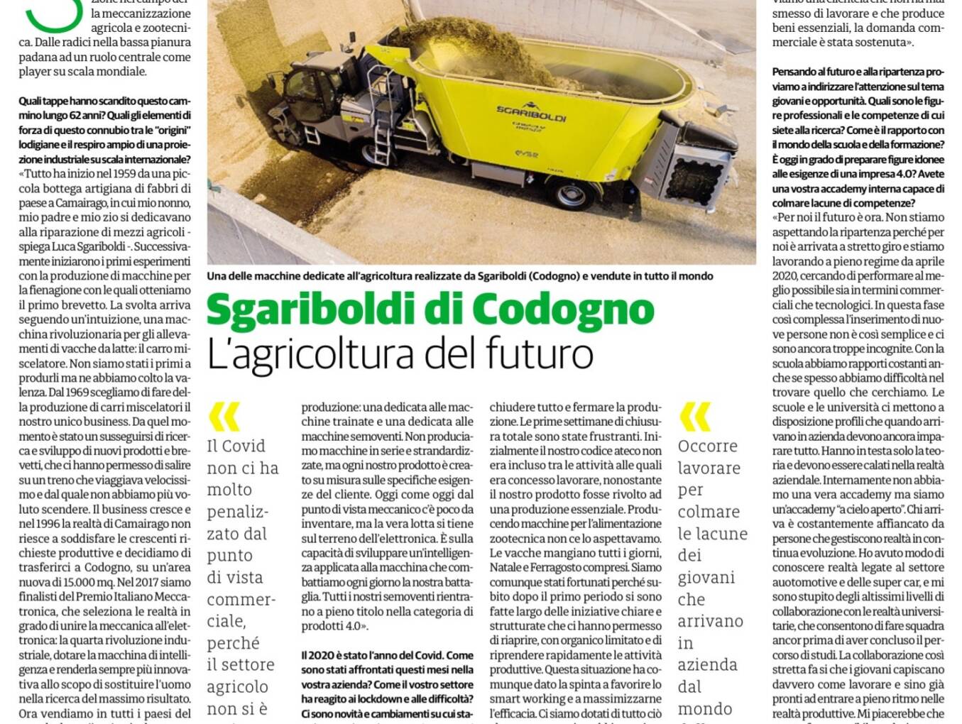 SGARIBOLDI, L'AGRICOLTURA DEL FUTURO
