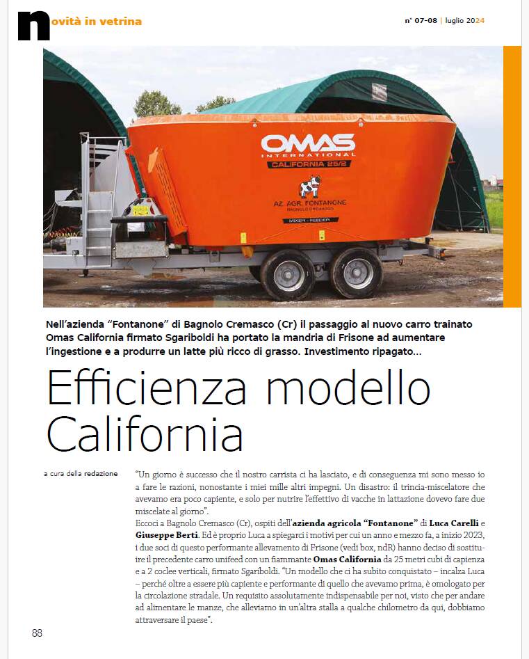 Efficienza modello California - Allevatori Top n° 7-8