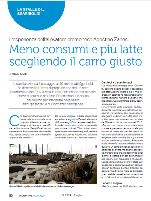 Meno consumi e più latte scegliendo il carro giusto - Informatore Zootecnico N° 12