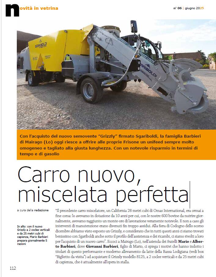 Carro nuovo, miscelata perfetta -Az. Agr. Babieri  Dal N° 6 di ALLEVATORI TOP
